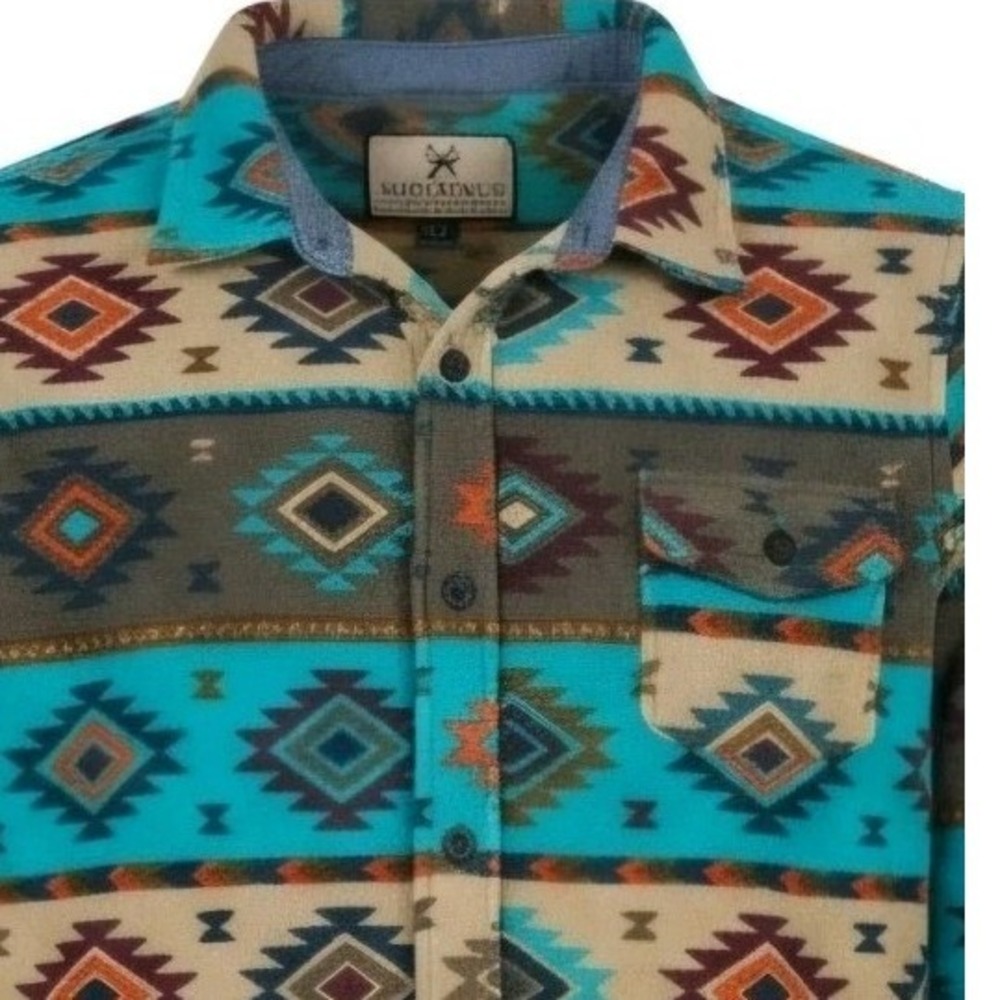 Legendary Whitetails Shirt Womens XL Flannel Fleece Shacket Aztec Turquoise